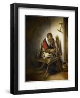 The Spinner, a Niddy-Noddy Hanging on the Wall, 1652-62-Nicolaes Maes-Framed Art Print