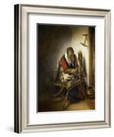 The Spinner, a Niddy-Noddy Hanging on the Wall, 1652-62-Nicolaes Maes-Framed Art Print