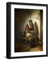 The Spinner, a Niddy-Noddy Hanging on the Wall, 1652-62-Nicolaes Maes-Framed Art Print