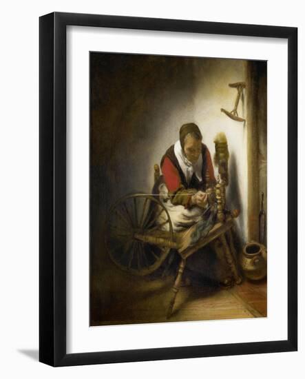 The Spinner, a Niddy-Noddy Hanging on the Wall, 1652-62-Nicolaes Maes-Framed Art Print