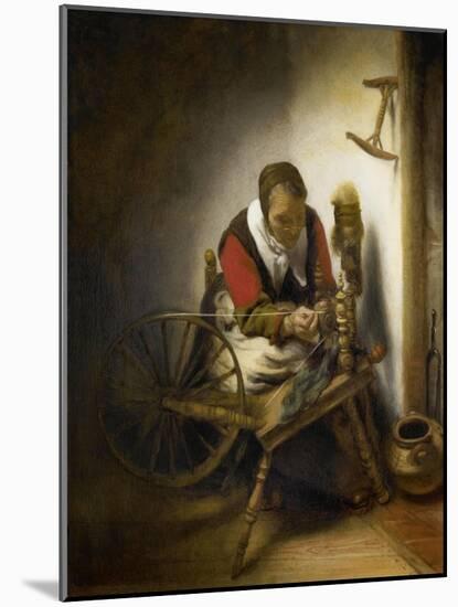 The Spinner, a Niddy-Noddy Hanging on the Wall, 1652-62-Nicolaes Maes-Mounted Art Print