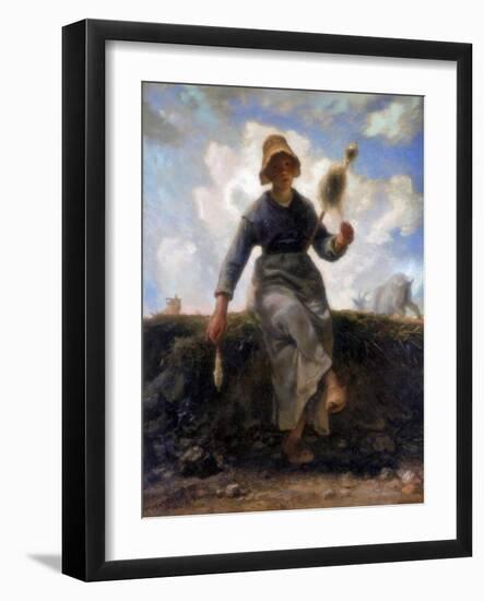 The Spinner, Goatherd of the Auvergne, C1868-1869-Jean Francois Millet-Framed Giclee Print