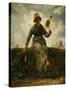 The spinning girl. Oil on canvas.-Jean-François Millet-Stretched Canvas