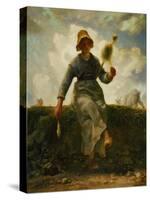 The spinning girl. Oil on canvas.-Jean-François Millet-Stretched Canvas