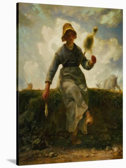 The spinning girl. Oil on canvas.-Jean-François Millet-Stretched Canvas
