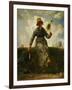 The spinning girl. Oil on canvas.-Jean-François Millet-Framed Premium Giclee Print