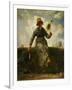 The spinning girl. Oil on canvas.-Jean-François Millet-Framed Premium Giclee Print