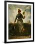 The spinning girl. Oil on canvas.-Jean-François Millet-Framed Premium Giclee Print