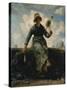 The Spinning Girl-Jean-François Millet-Stretched Canvas