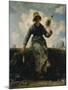 The Spinning Girl-Jean-François Millet-Mounted Giclee Print