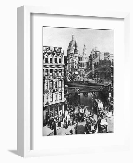 The Spire of St Martin, Ludgate Silhouetted Against the Bulk of St Paul's, London, 1926-1927-Frith-Framed Giclee Print