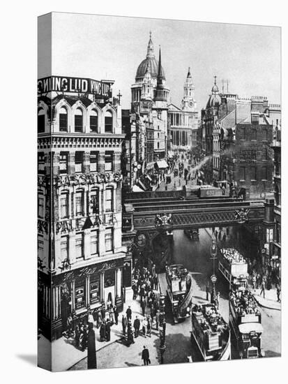 The Spire of St Martin, Ludgate Silhouetted Against the Bulk of St Paul's, London, 1926-1927-Frith-Stretched Canvas