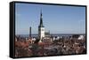 The Spire of St Olaf's Church (St Olav's Church) (Oleviste Kirik) on the City Skyline of Tallinn-Stuart Forster-Framed Stretched Canvas