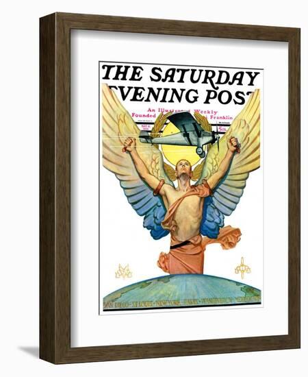 "The Spirit of Aviation," Saturday Evening Post Cover, May 12, 1928-Edgar Franklin Wittmack-Framed Giclee Print