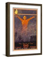 The Spirit of Coal - Gas, Light, Heat and Power (Wembley Exhibition)-null-Framed Art Print