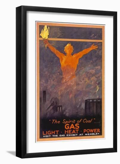 The Spirit of Coal - Gas, Light, Heat and Power (Wembley Exhibition)-null-Framed Art Print