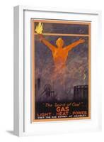 The Spirit of Coal - Gas, Light, Heat and Power (Wembley Exhibition)-null-Framed Art Print