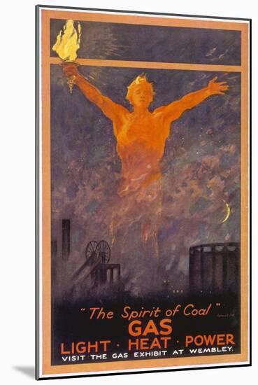 The Spirit of Coal - Gas, Light, Heat and Power (Wembley Exhibition)-null-Mounted Art Print