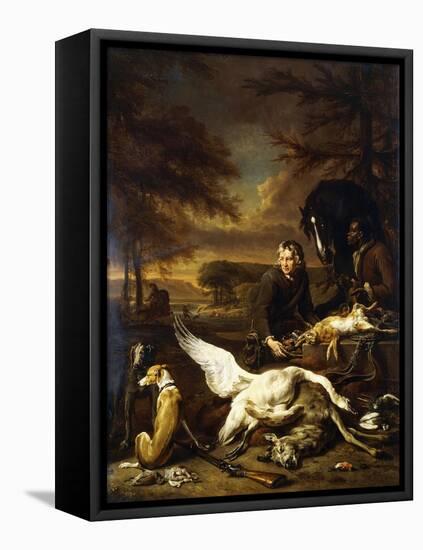 The Spoils of a Hunt with a Hunt Servant and a Black Page Holding a Bay, 1700-Jan Weenix-Framed Stretched Canvas