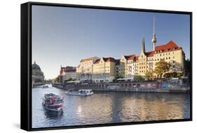 The Spree in the Nicholas' Quarter, Berlin Cathedral and Television Tower, Berlin, Germany-Markus Lange-Framed Stretched Canvas