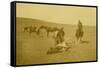 "The Spring Round-Up" Roping A Texas Steer-LA Huffman-Framed Stretched Canvas