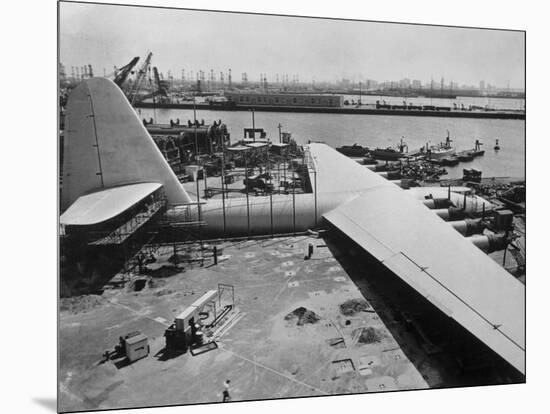 The Spruce Goose under Construction-null-Mounted Photographic Print