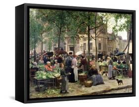 The Square in Front of Les Halles, 1880-Victor Gabriel Gilbert-Framed Stretched Canvas