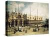 The Square of Saint Mark's, Venice (Piazza San Marco)-Canaletto-Stretched Canvas