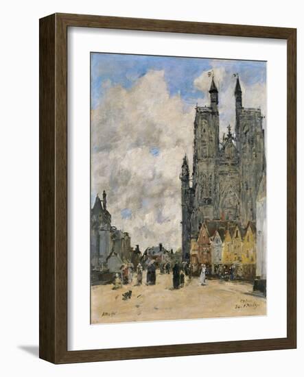 The Square of the Church of Saint Vulfran in Abbeville-Eugène-Louis Boudin-Framed Giclee Print