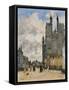 The Square of the Church of Saint Vulfran in Abbeville-Eugène-Louis Boudin-Framed Stretched Canvas