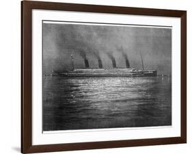 The Ss Titanic Seen at Night Whilst Visiting Cherbourg on the Evening of 10th April 1912-null-Framed Photographic Print