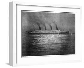 The Ss Titanic Seen at Night Whilst Visiting Cherbourg on the Evening of 10th April 1912-null-Framed Photographic Print