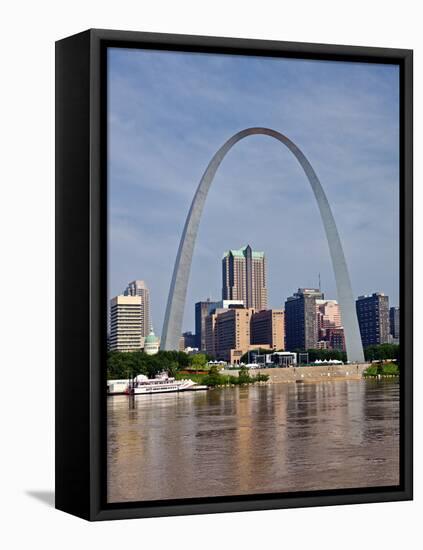 The St Louis Arch from the Mississippi River, Missouri, USA-Joe Restuccia III-Framed Stretched Canvas