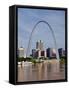 The St Louis Arch from the Mississippi River, Missouri, USA-Joe Restuccia III-Framed Stretched Canvas