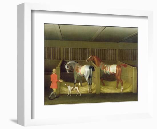 The Stables and Two Famous Running Horses Belonging to His Grace, the Duke of Bolton, 1747-James Seymour-Framed Giclee Print