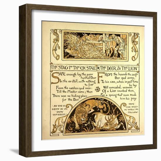 The Stag in the Ox Stall the Deer and the Lion-null-Framed Giclee Print