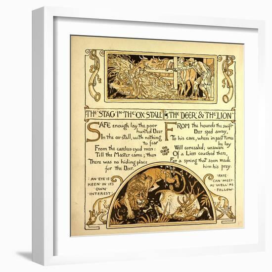 The Stag in the Ox Stall the Deer and the Lion-null-Framed Giclee Print