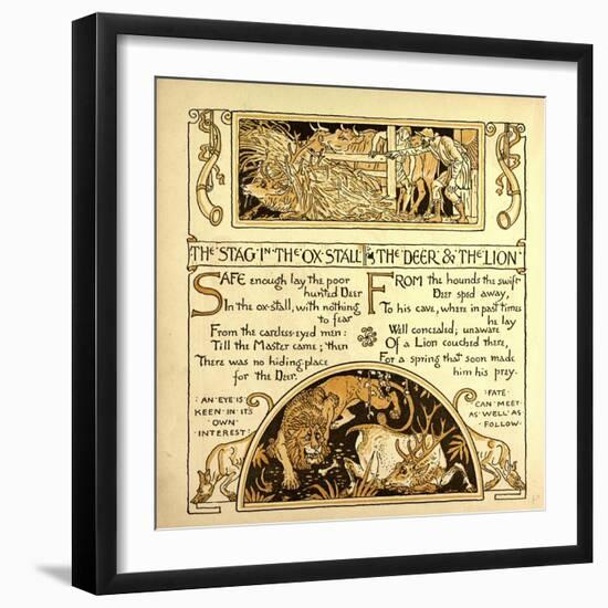 The Stag in the Ox Stall the Deer and the Lion-null-Framed Premium Giclee Print