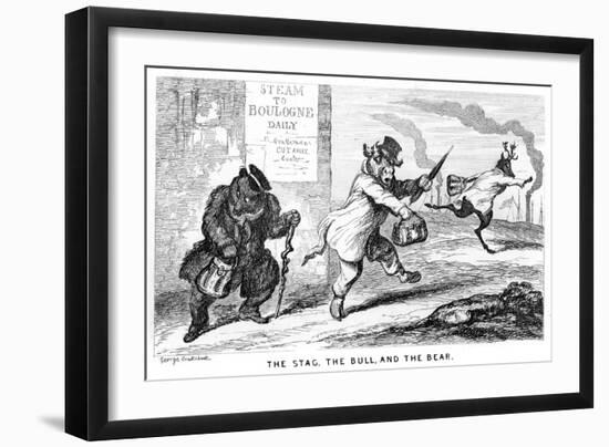 The Stag, the Bull, and the Bear, 19th Century-George Cruikshank-Framed Giclee Print