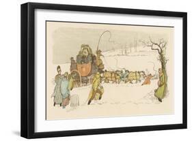 The Stagecoach Horses Pull Their Coach Through Heavy Snow-null-Framed Art Print
