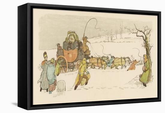 The Stagecoach Horses Pull Their Coach Through Heavy Snow-null-Framed Stretched Canvas