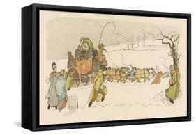 The Stagecoach Horses Pull Their Coach Through Heavy Snow-null-Framed Stretched Canvas