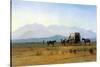 The Stagecoach in the Rockies-Albert Bierstadt-Stretched Canvas