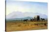 The Stagecoach in the Rockies-Albert Bierstadt-Stretched Canvas