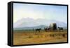 The Stagecoach in the Rockies-Albert Bierstadt-Framed Stretched Canvas