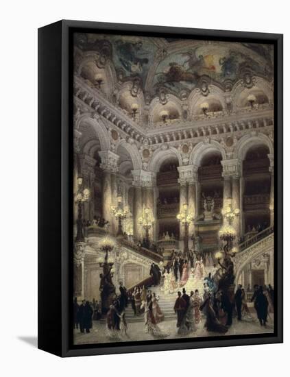 The Stairway of the Opera, Paris-Jean Béraud-Framed Stretched Canvas