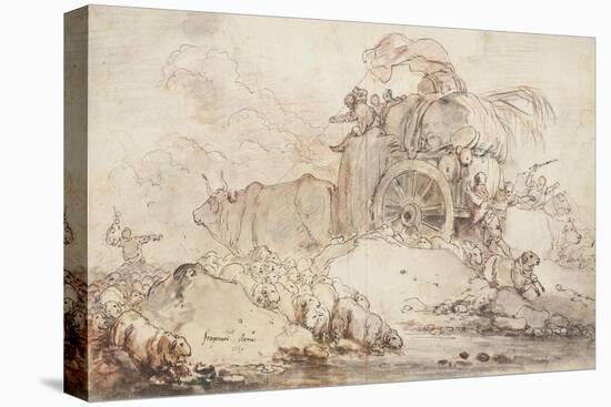 The Stalled Cart, 1759-Jean-Honore Fragonard-Stretched Canvas