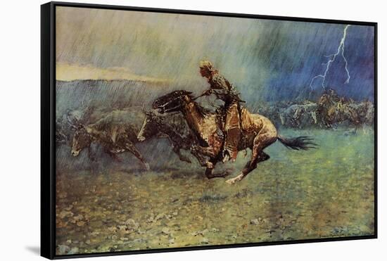 The Stampede-Frederic Sackrider Remington-Framed Stretched Canvas