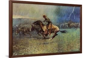 The Stampede-Frederic Sackrider Remington-Framed Art Print