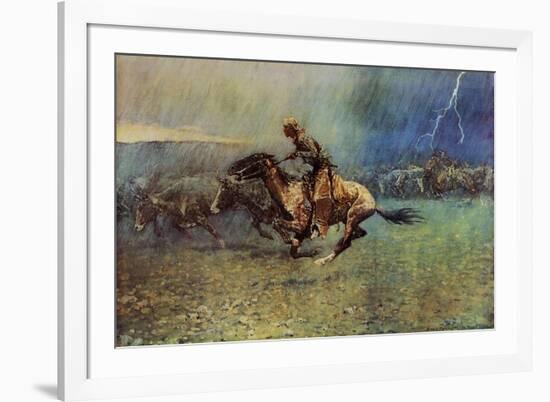 The Stampede-Frederic Sackrider Remington-Framed Premium Giclee Print